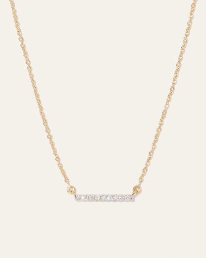 14K Gold Diamond Petite Bar Necklace - One Size / Yellow Gold