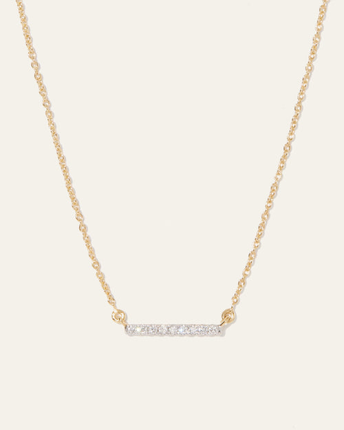 14K Gold Diamond Petite Bar Necklace - One Size / Yellow Gold