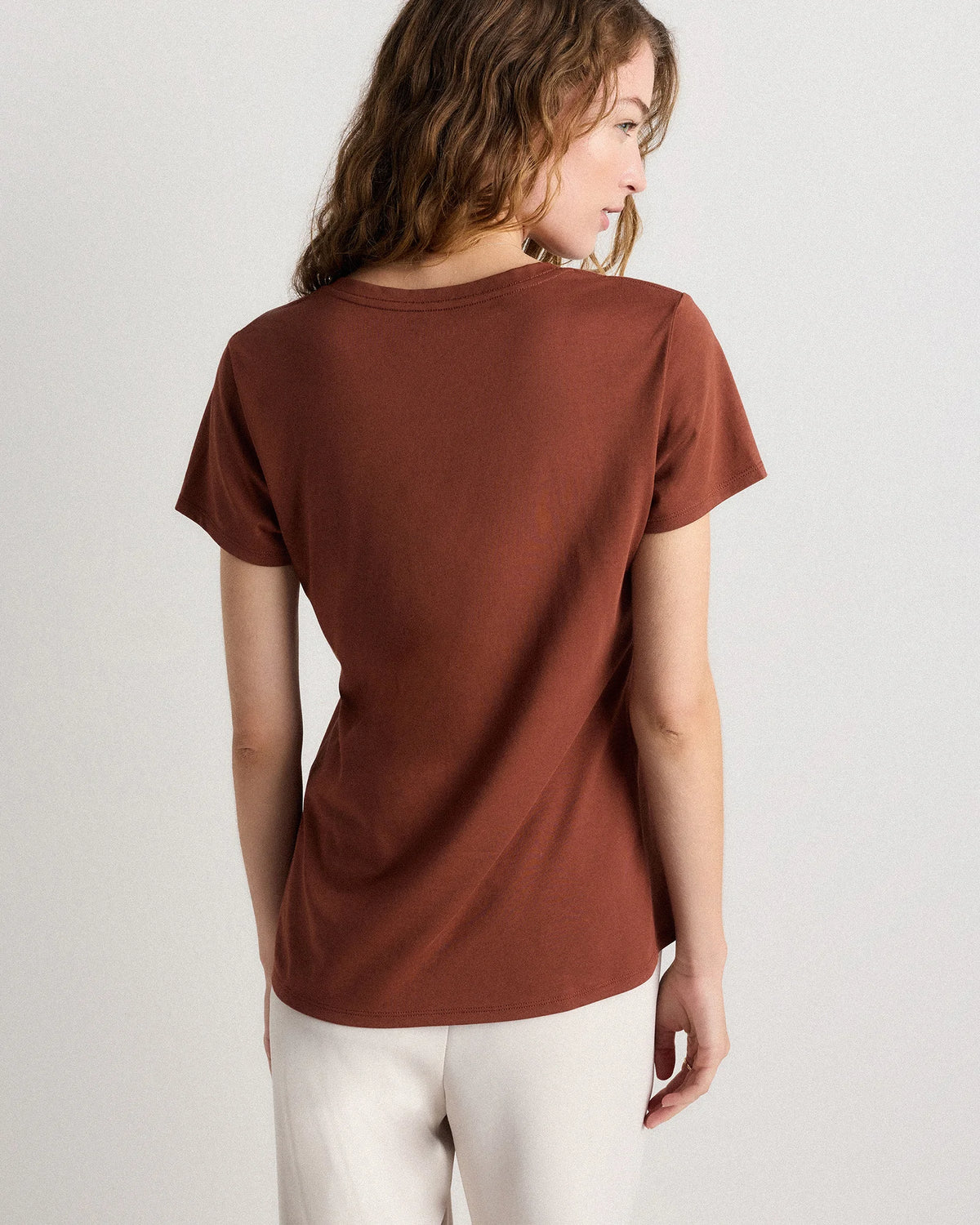 Cotton Modal V-Neck Tee - XS / Navy