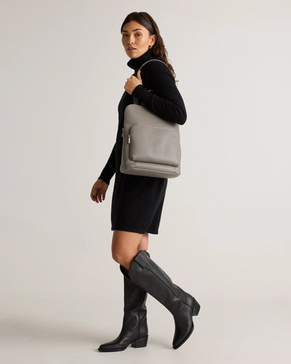Italian Leather Convertible Backpack - One Size / Black