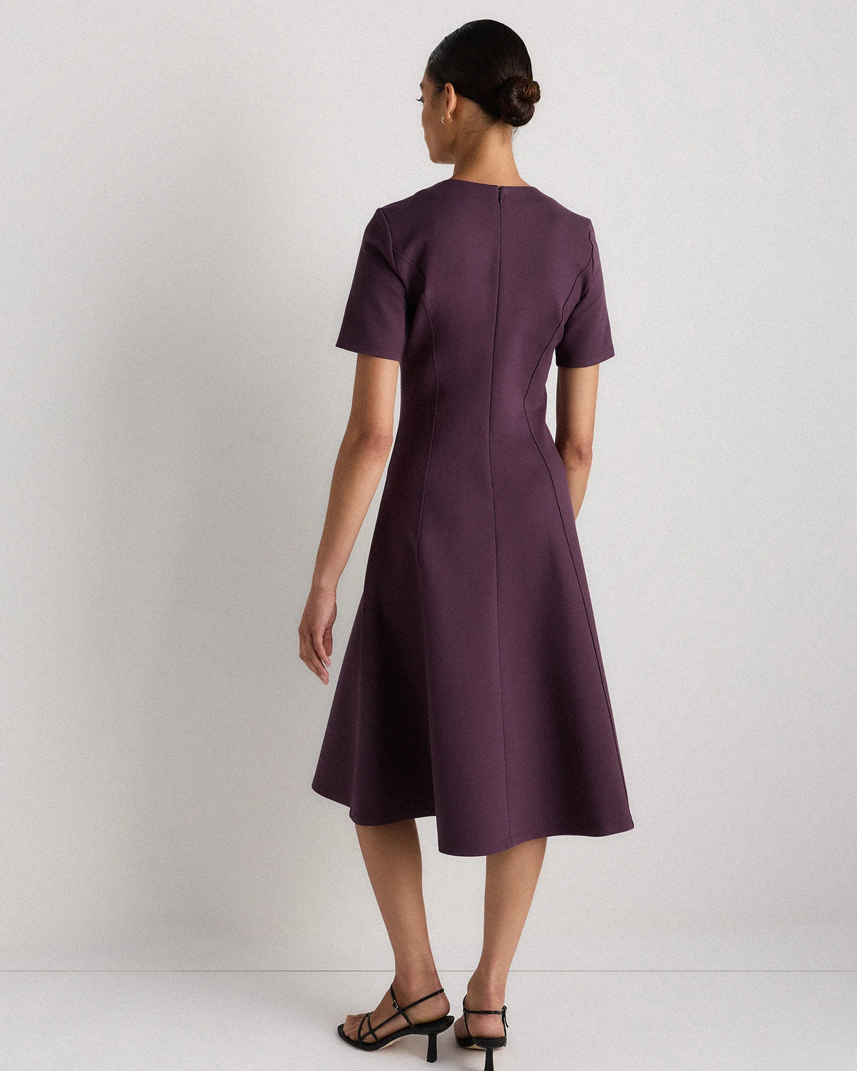 Ultra-Stretch Ponte Short Sleeve Midi Dress - XS / Ruby Red