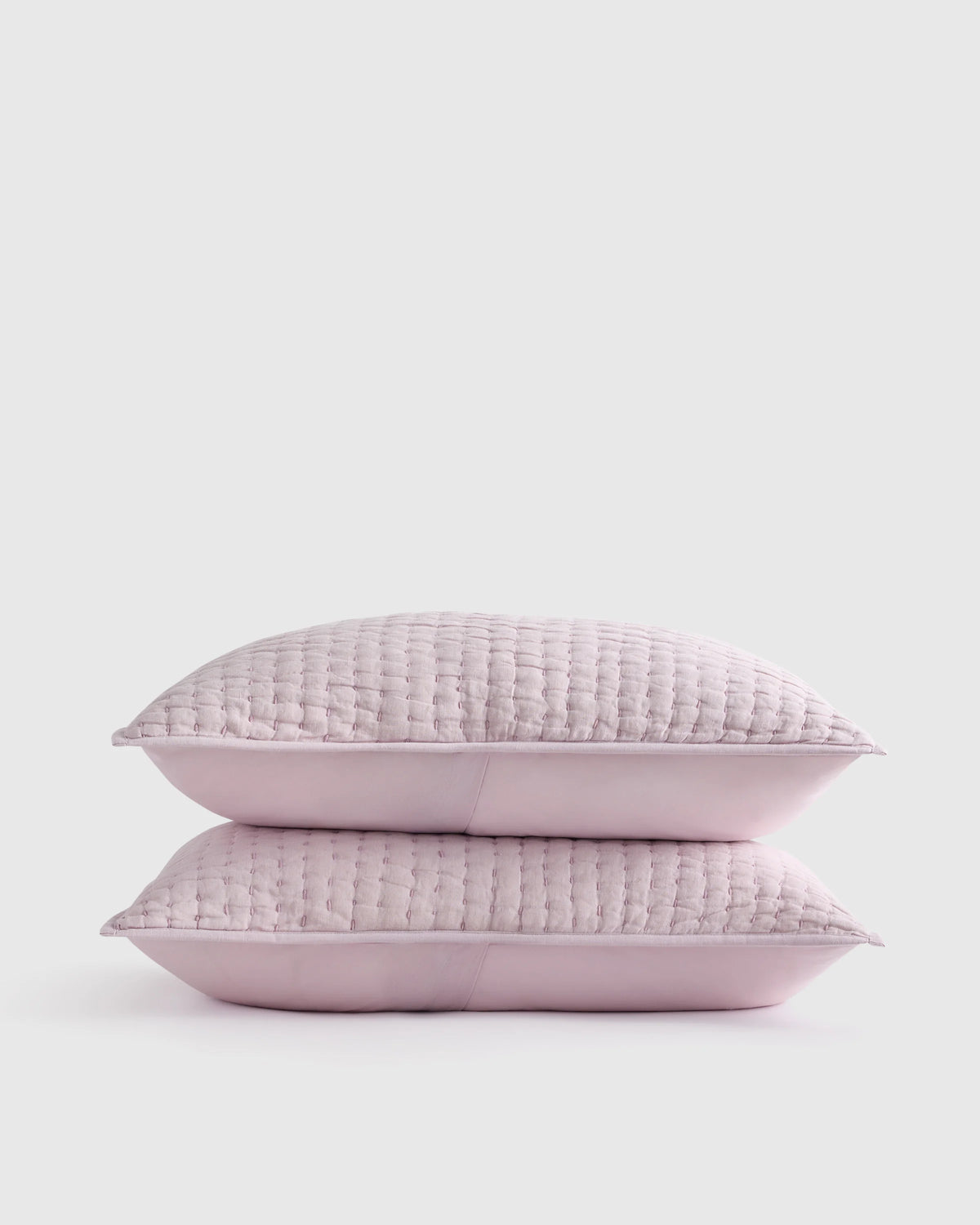 European Linen Cotton Stitch Sham Set - Standard / Stone