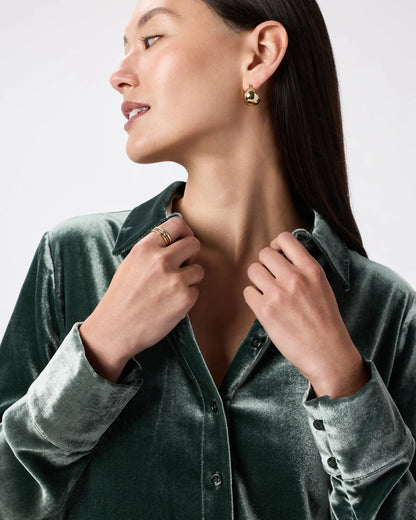 Stretch Silk Velvet Long Sleeve Shirt - XS / Dogwood