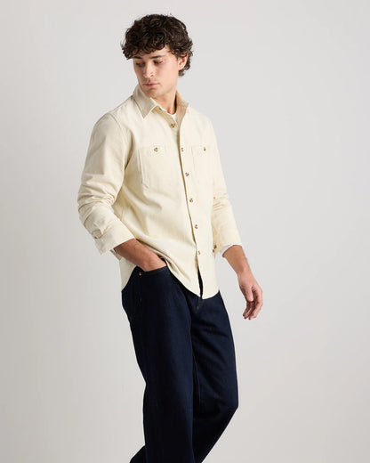 Organic Stretch Corduroy Utility Shirt - S / Dark Khaki