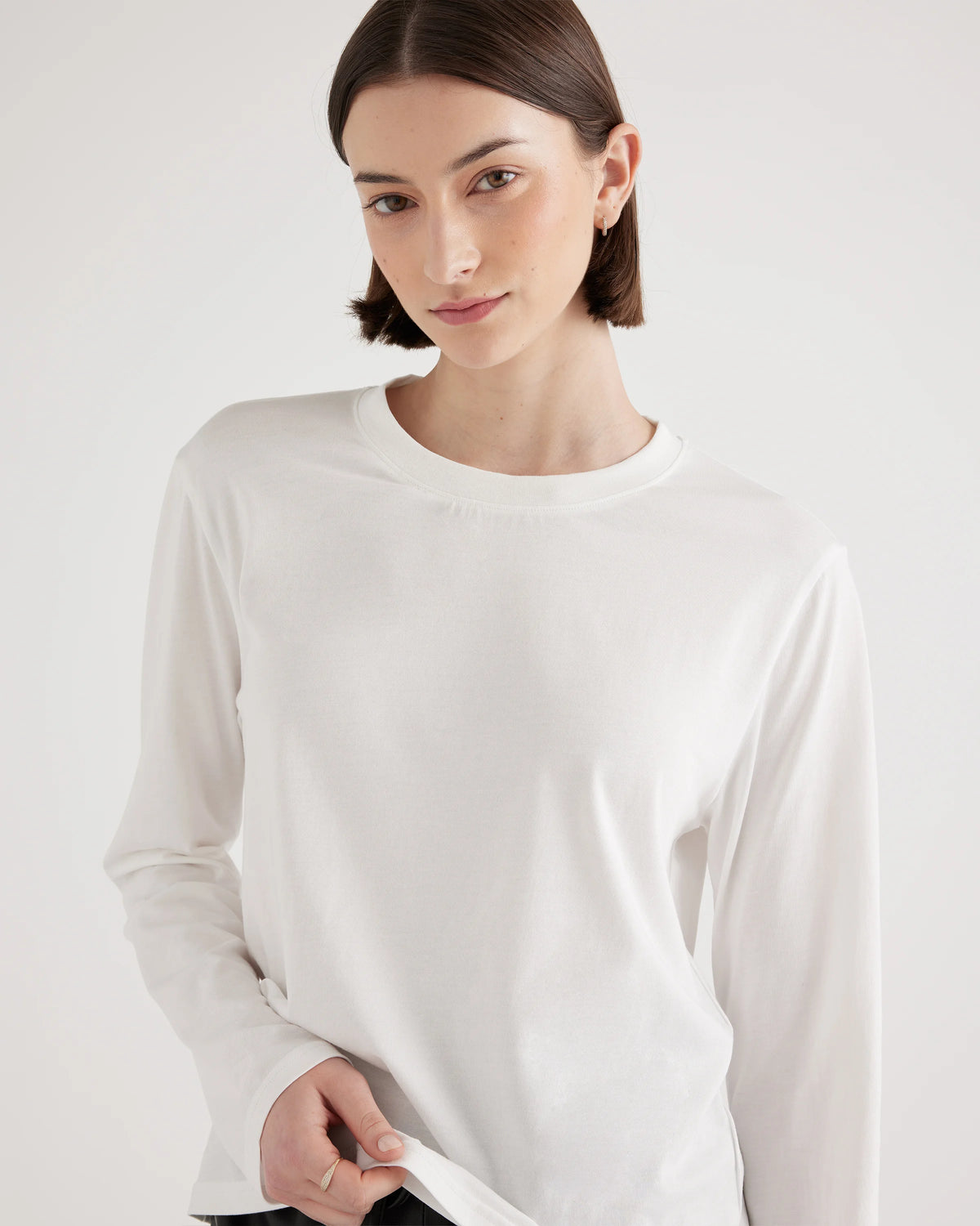 Cotton Modal Relaxed Long Sleeve Tee - XS / Black