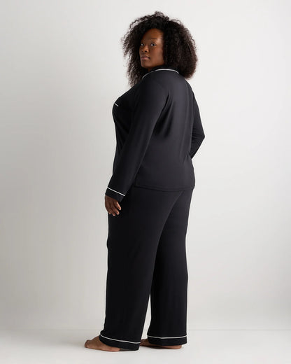 Bamboo Jersey Long Sleeve Pajama Set - 1X / Black