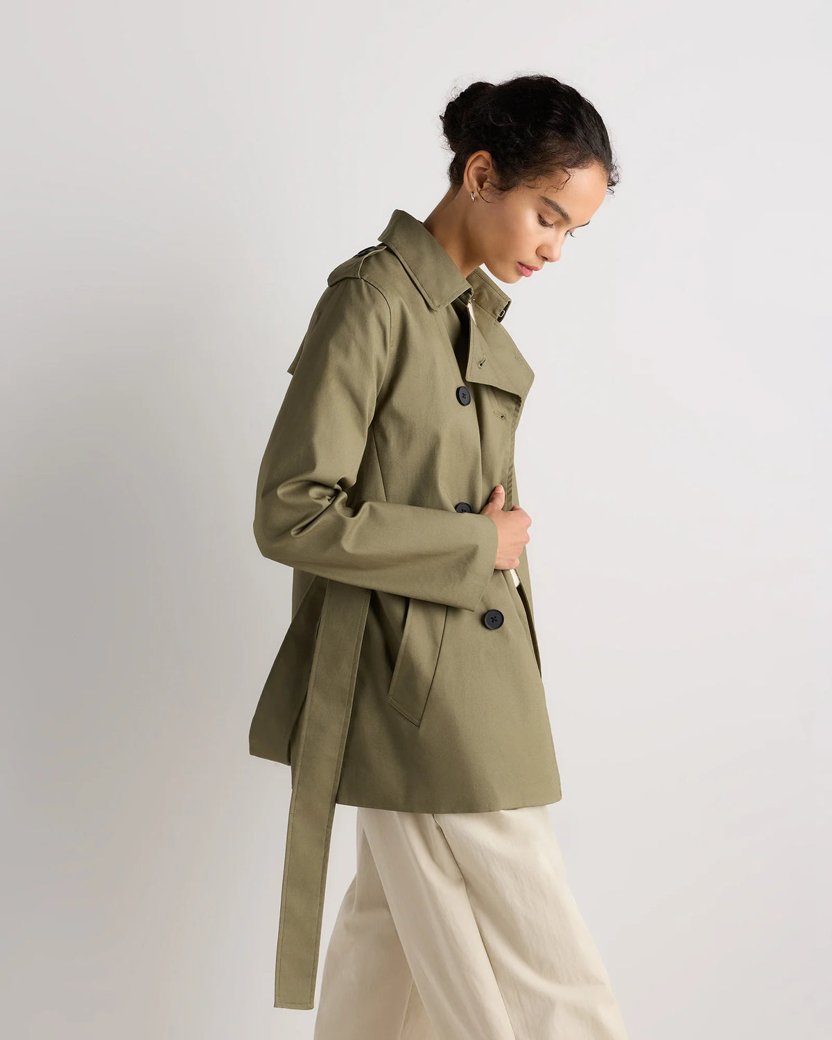 Comfort Stretch Short Trench Coat - XS / Coffee Bean Brown