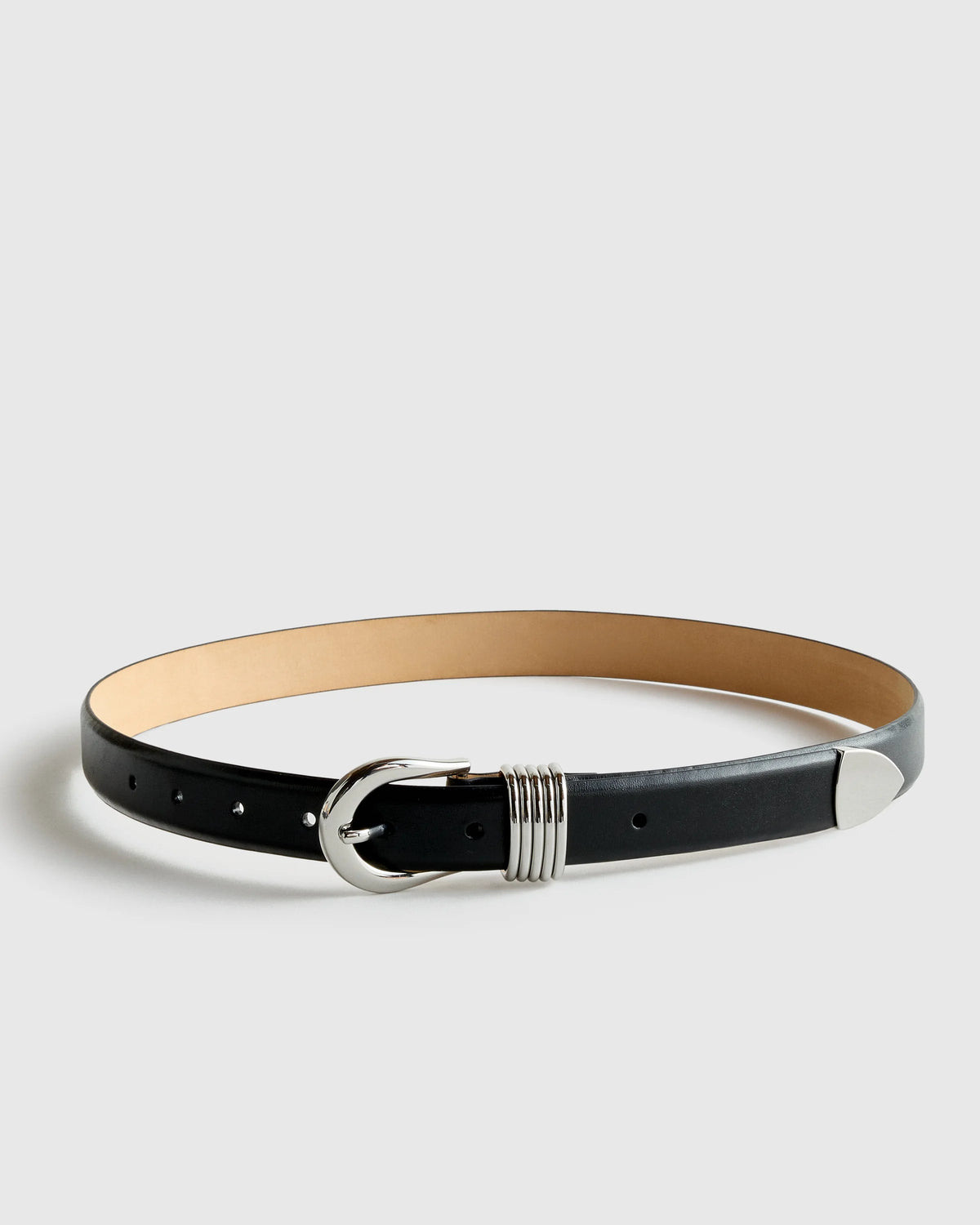 Daphne European Leather Multi Keeper Belt - XS / Black/Gold
