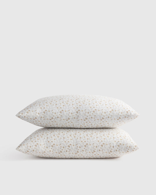 Organic Crisp Percale Floral Sham Set - Standard / Toffee Florette