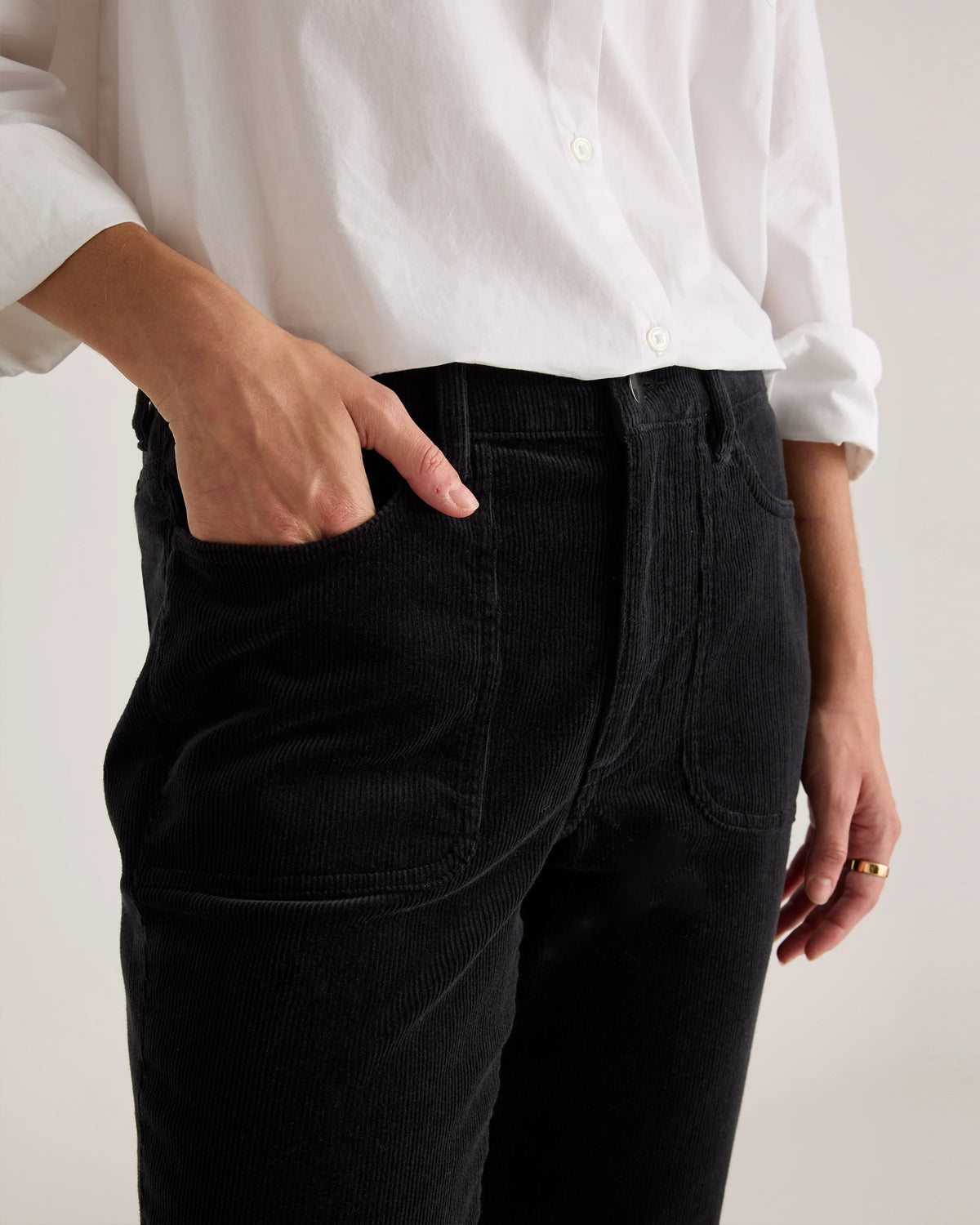 Organic Stretch Corduroy Flare Pants - 0 / Black