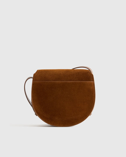 Italian Suede Saddle Bag - One Size / Pebble