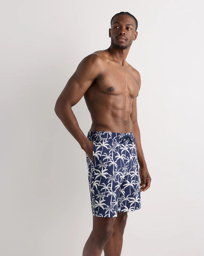 Italian Swim Trunks - 9" - S / Navy Palms