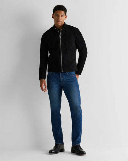 100% Suede Café Racer Jacket - S / Pecan Brown