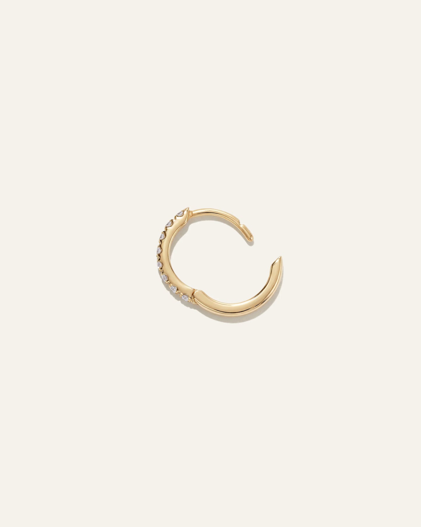 14K Gold Pave Diamond Second Piercing Tiny Huggie - Single - One Size / Yellow Gold