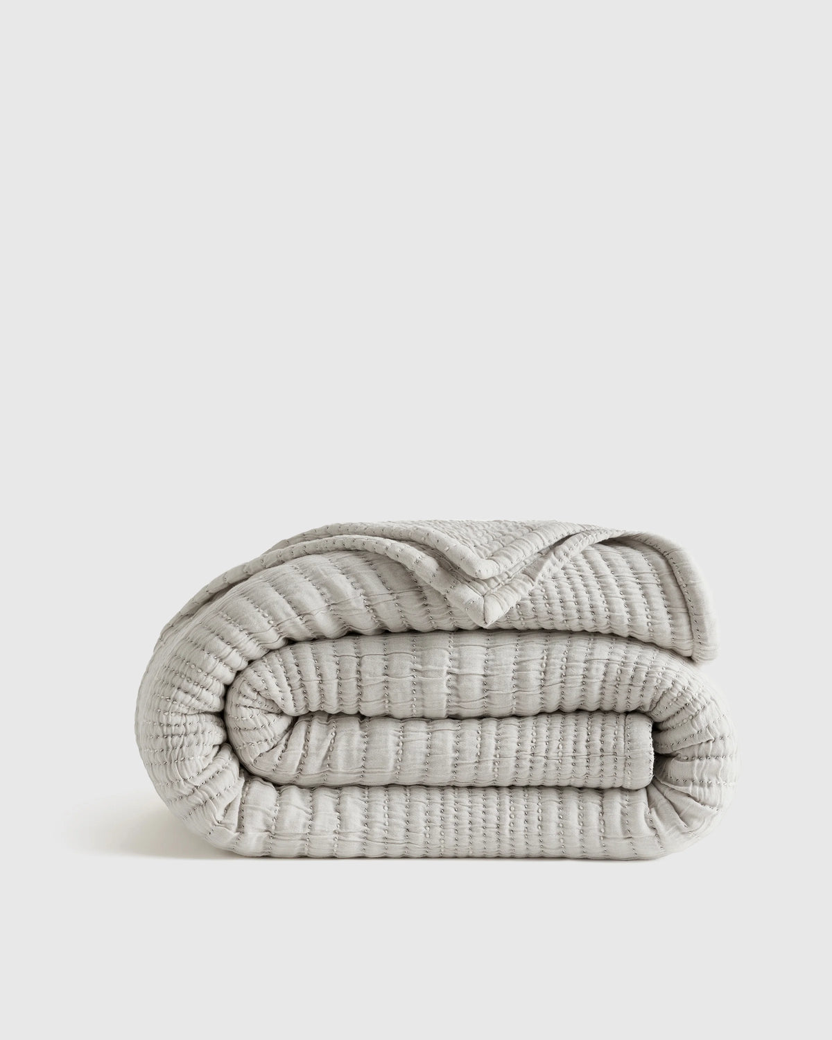 Organic Cotton Channel Stitch Coverlet - Twin / Coral Pink