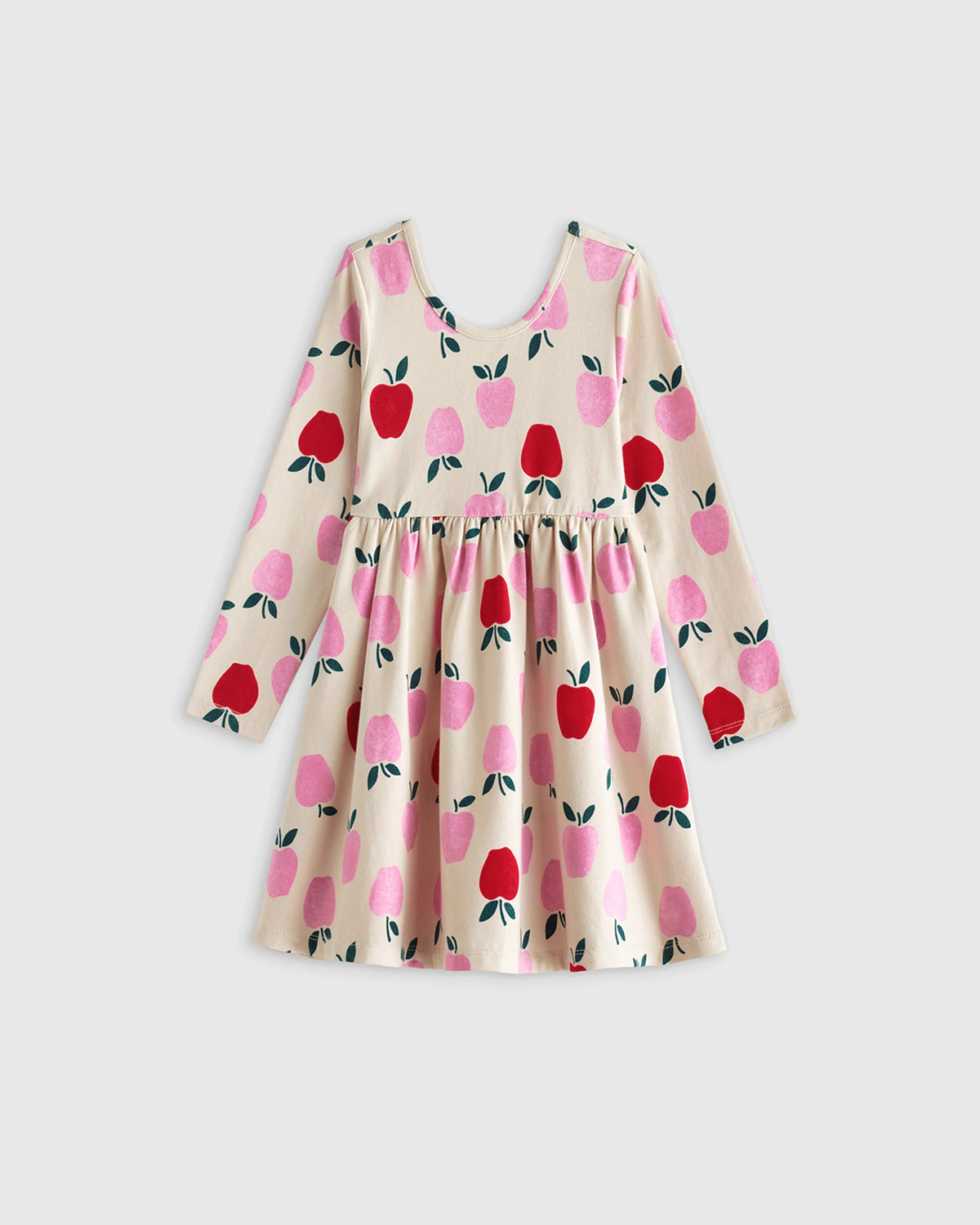 Organic Cotton Long Sleeve Skater Dress - 2T / Red Poppy Garden