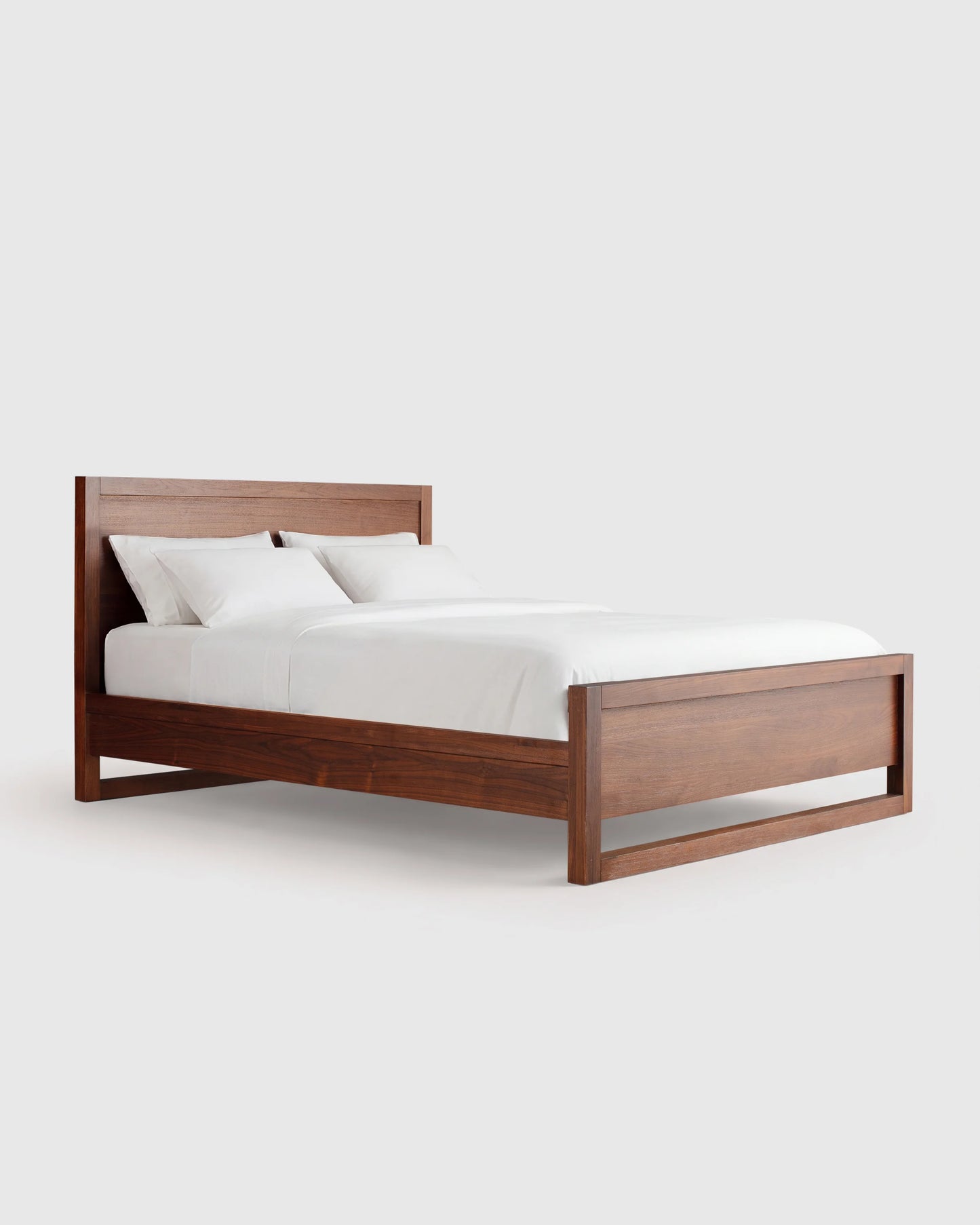 Solid Wood Frame Bed - Queen / Walnut Brown