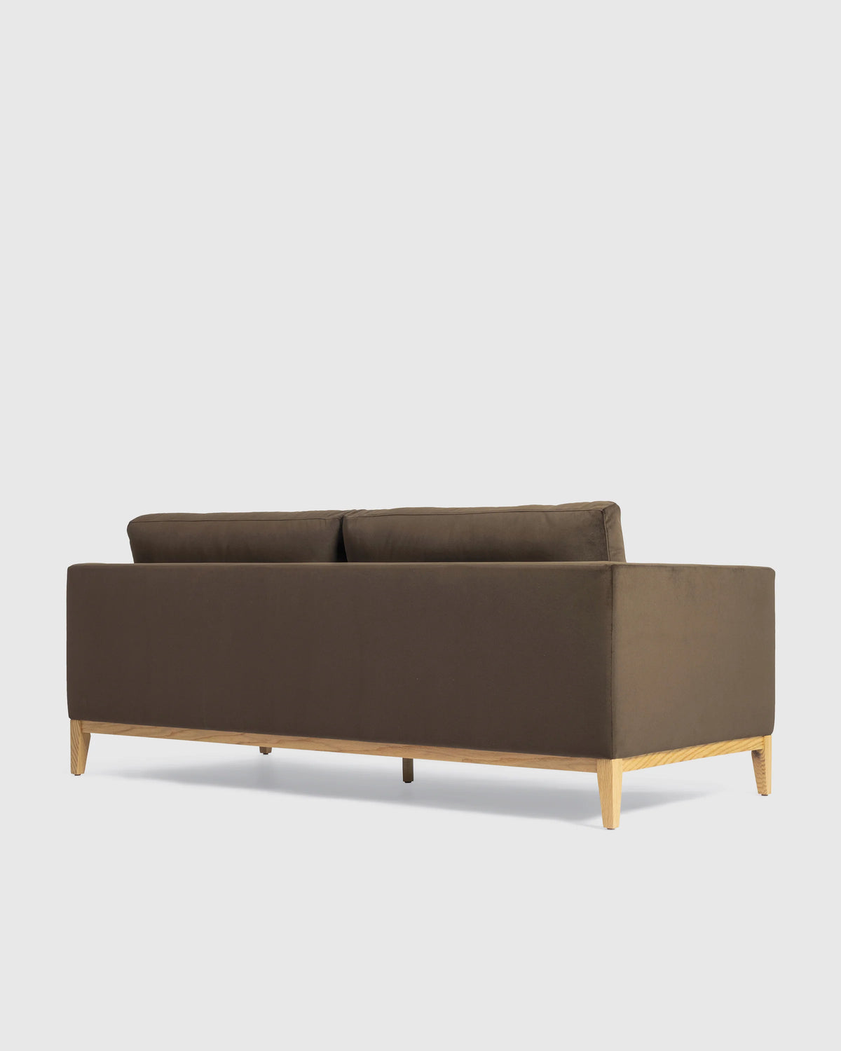 Performance Velvet Sofa with Solid Oak Base - 7ft / Java