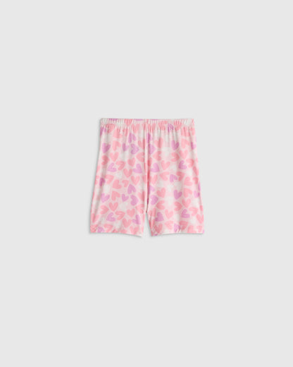 Bamboo Short Sleeve and Shorts Pajama Set - 6 / Lavender Hearts