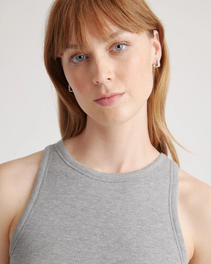 Tencel Rib Knit Sleeveless Mini Dress - XS / Heather Grey
