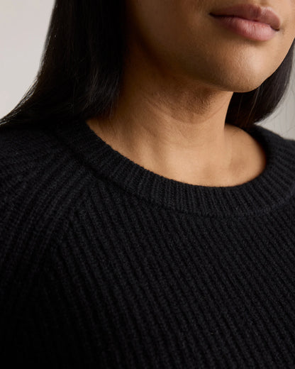 Mongolian Cashmere Fisherman Crewneck Sweater - 1X / Pale Custard Yellow