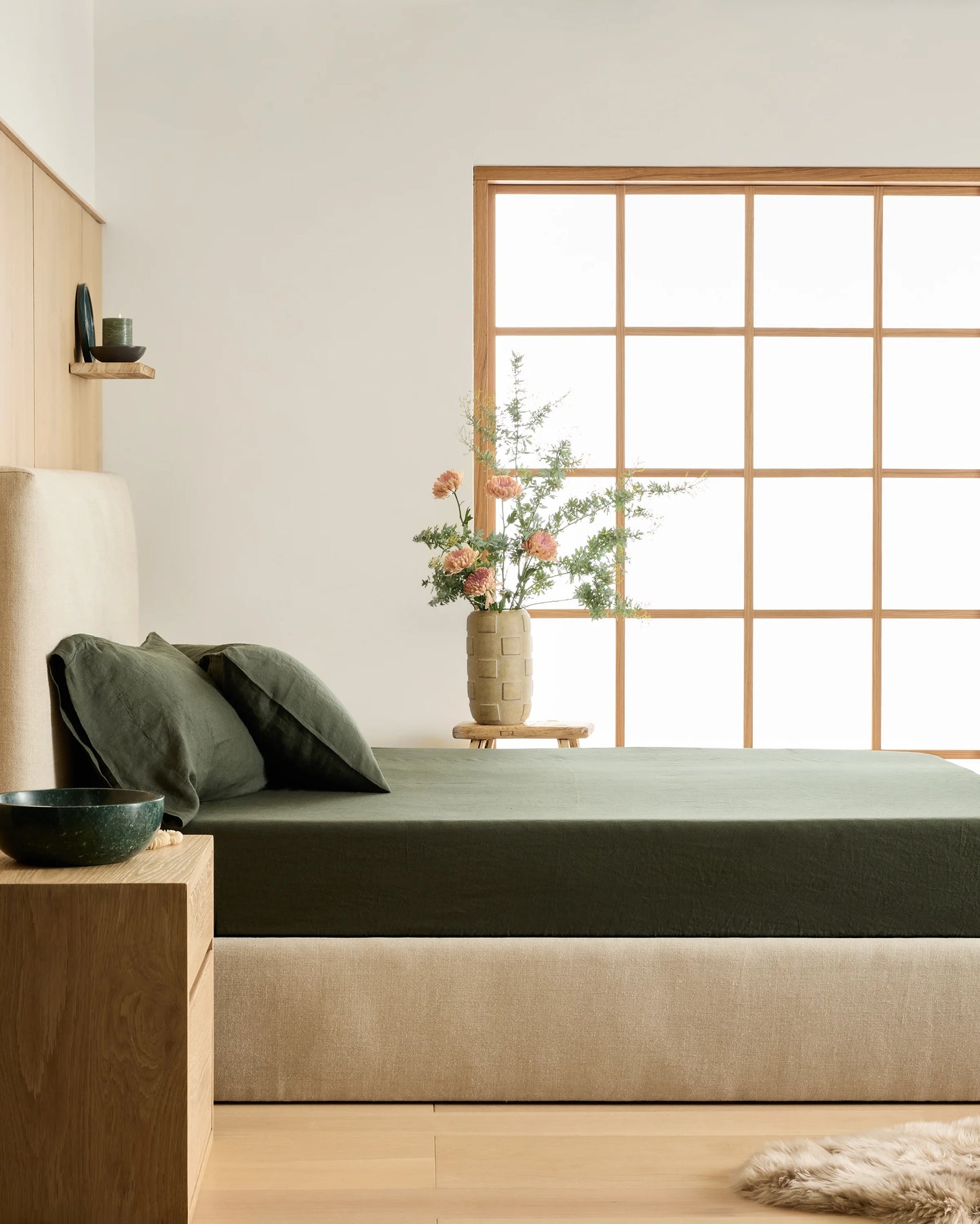 European Linen Fitted Sheet Set - Twin / Peach