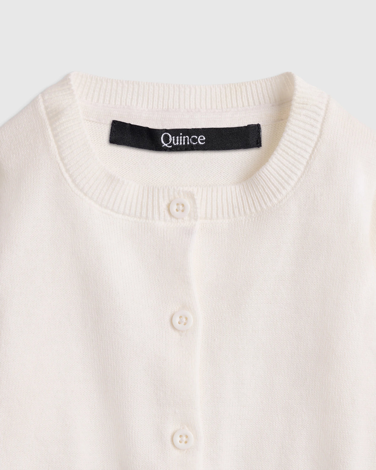 100% Organic Cotton Crewneck Cardigan - 0-3M / Ivory