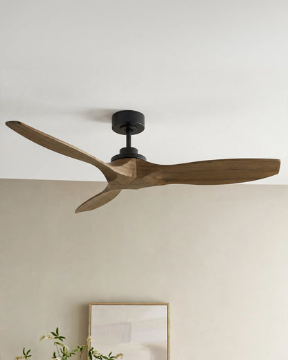 Transitional Wood Blade Ceiling Fan - 52" / Honey/Black