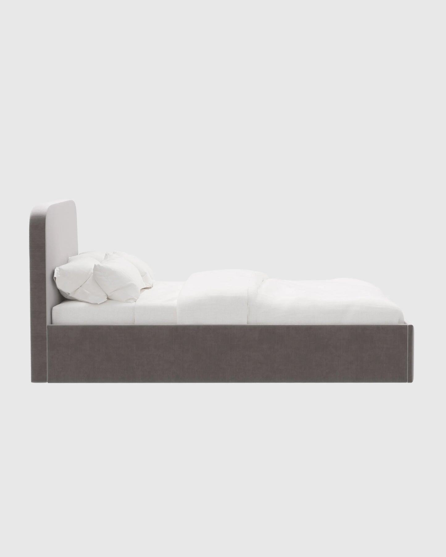 Curved Bed in Performance Velvet - Full / Walnut