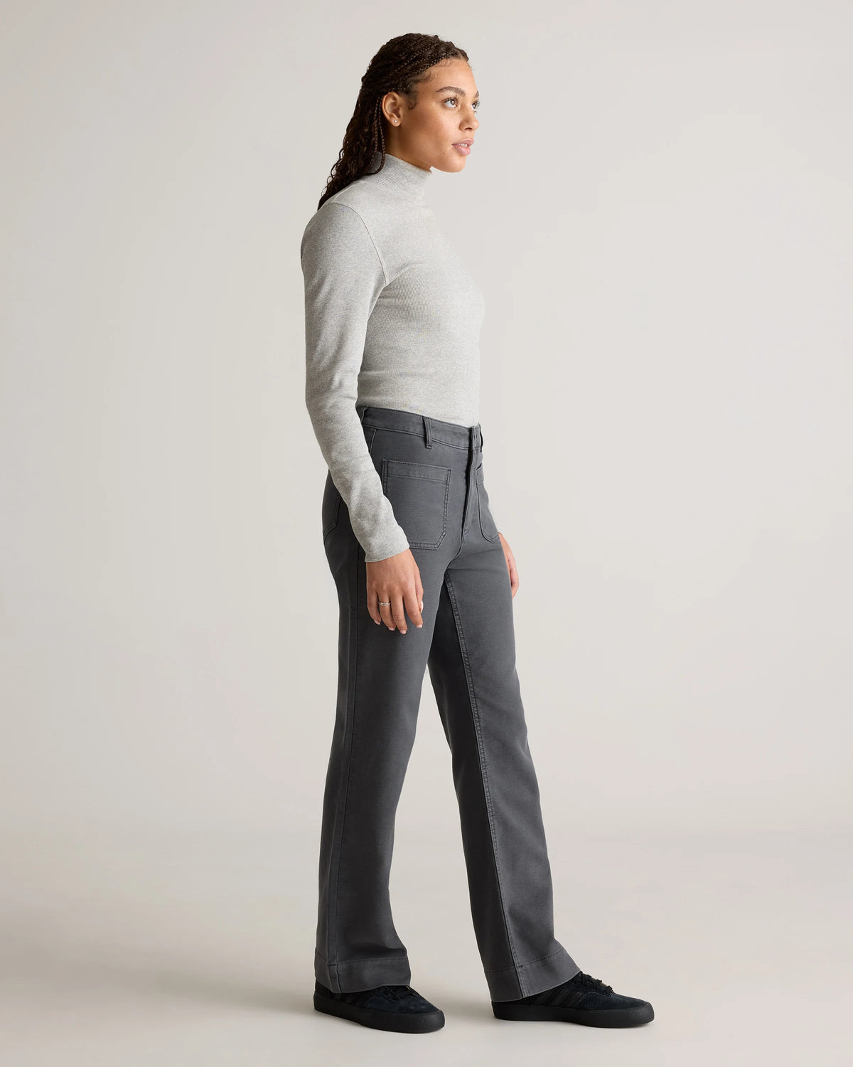 French Terry Wide Leg Pants - 0 / Bayberry Olive