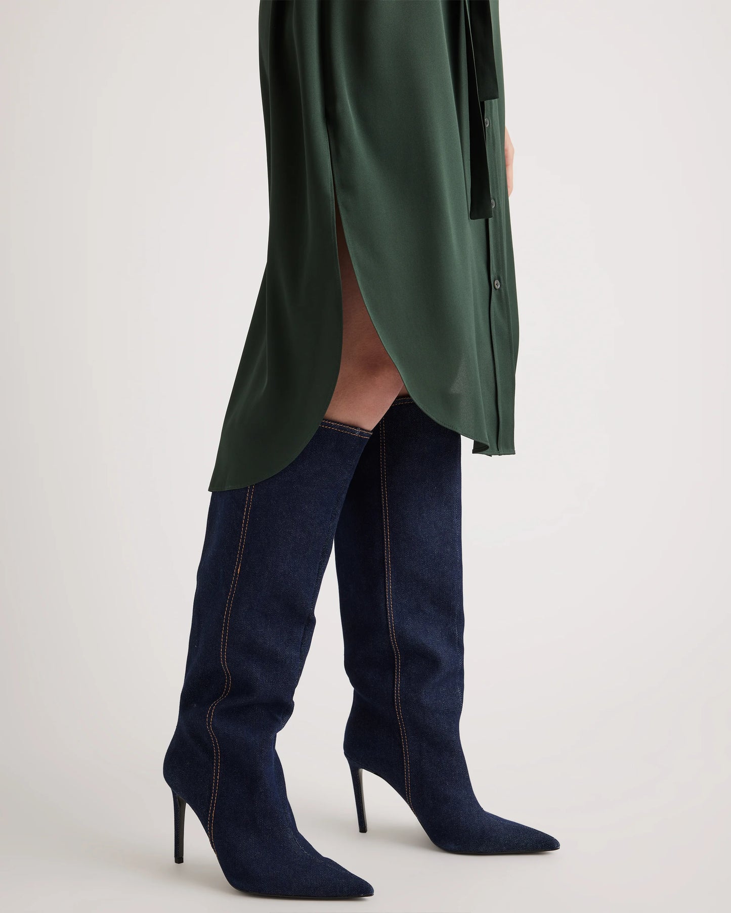 Washable Stretch Silk Midi Shirt Dress - XS / Black