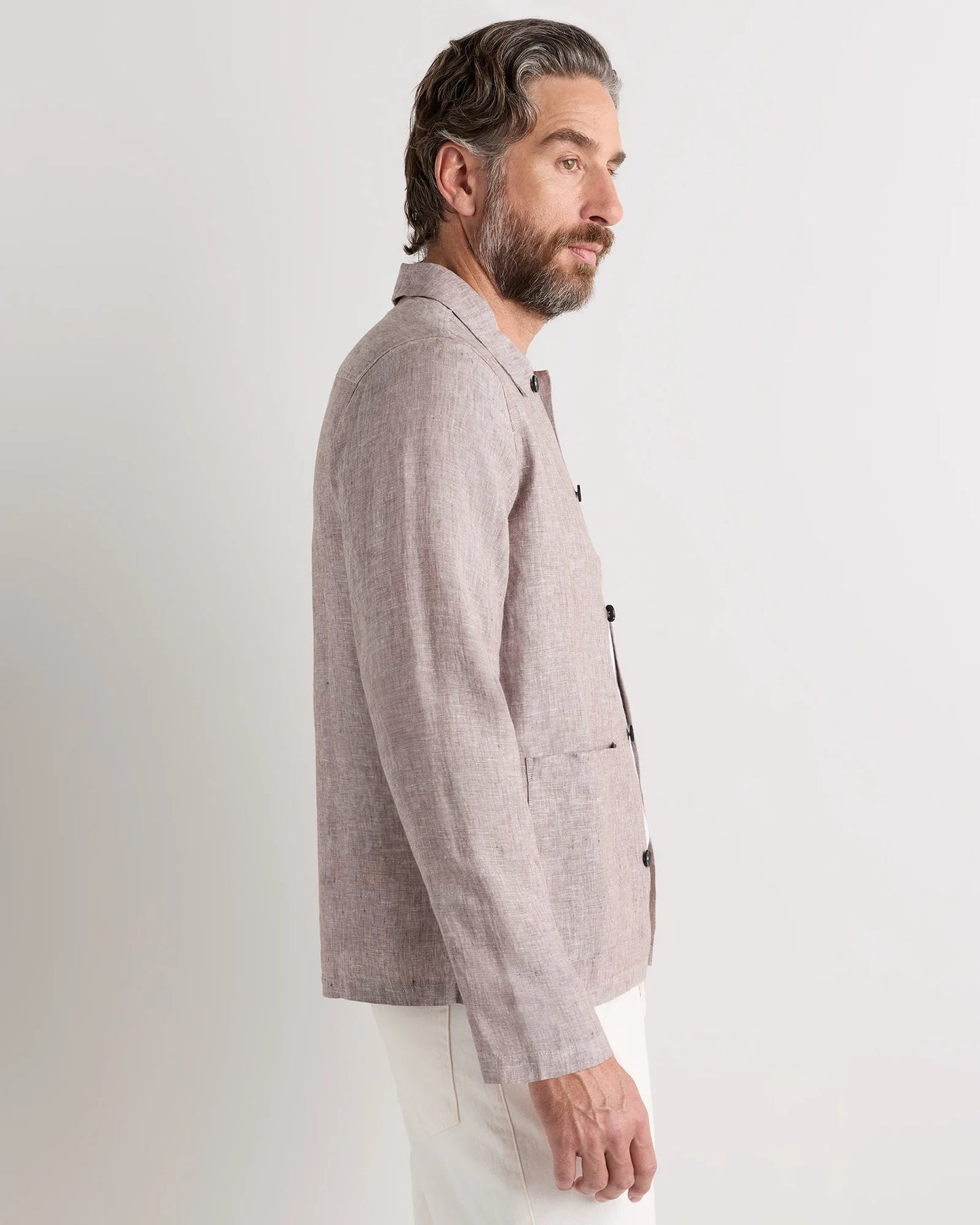 100% European Linen Chore Jacket - S / Flax