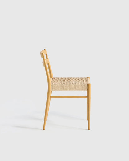 Solid Oak Dining Chair with Paper Cord Seat (Set of 2) - Set of 2 / Light Oak