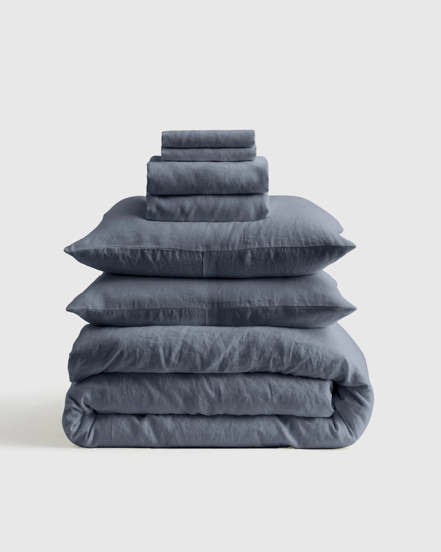 European Linen Deluxe Bedding Bundle - Twin / Willowleaf/White Stripe