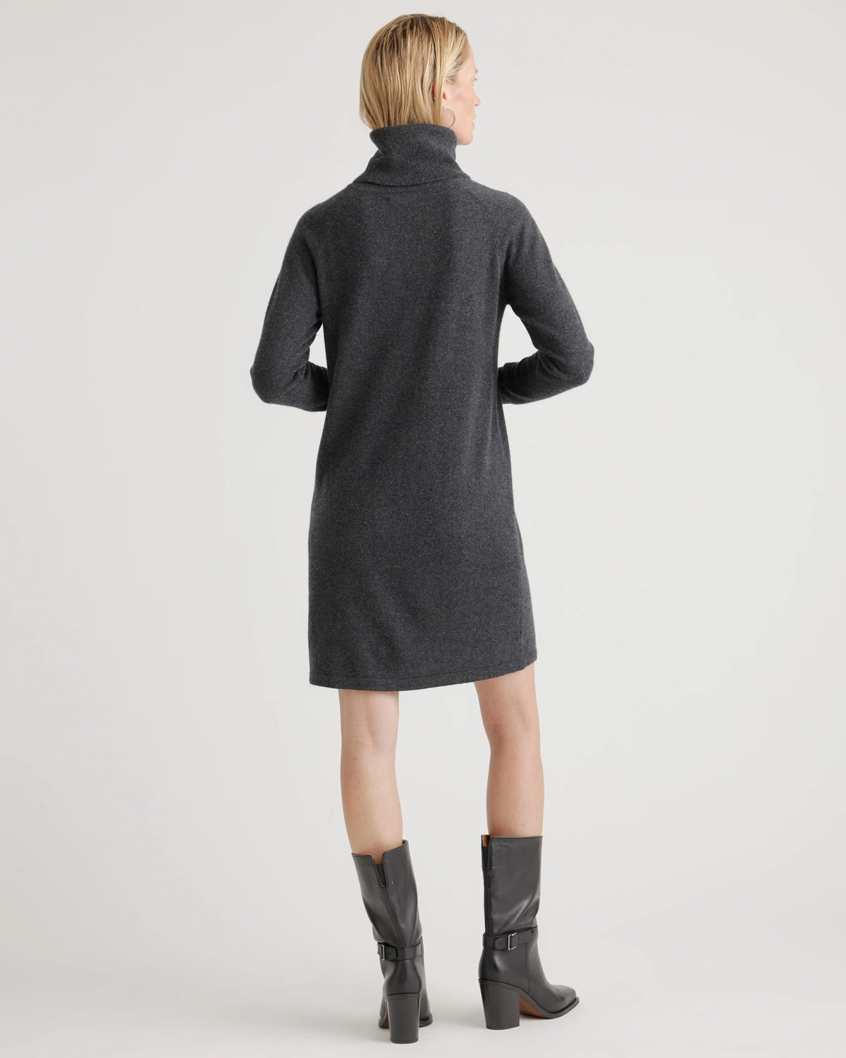 Mongolian Cashmere Turtleneck Sweater Dress - XS / Moss
