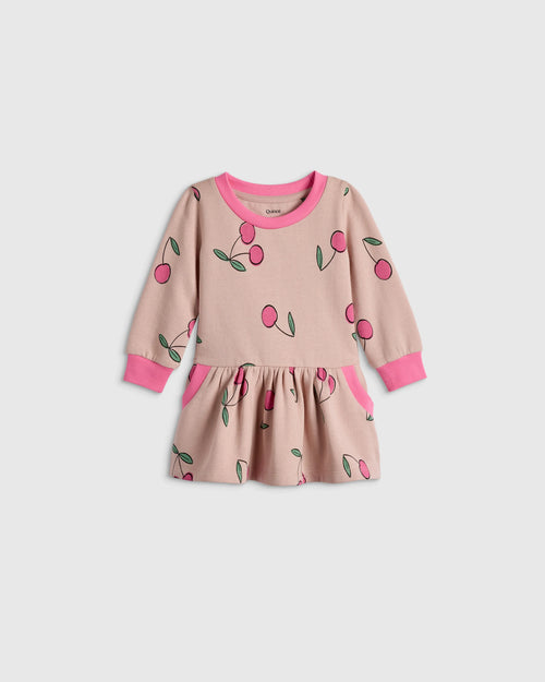 Cozy Fleece Sweatshirt Dress - 12-18M / Cherries