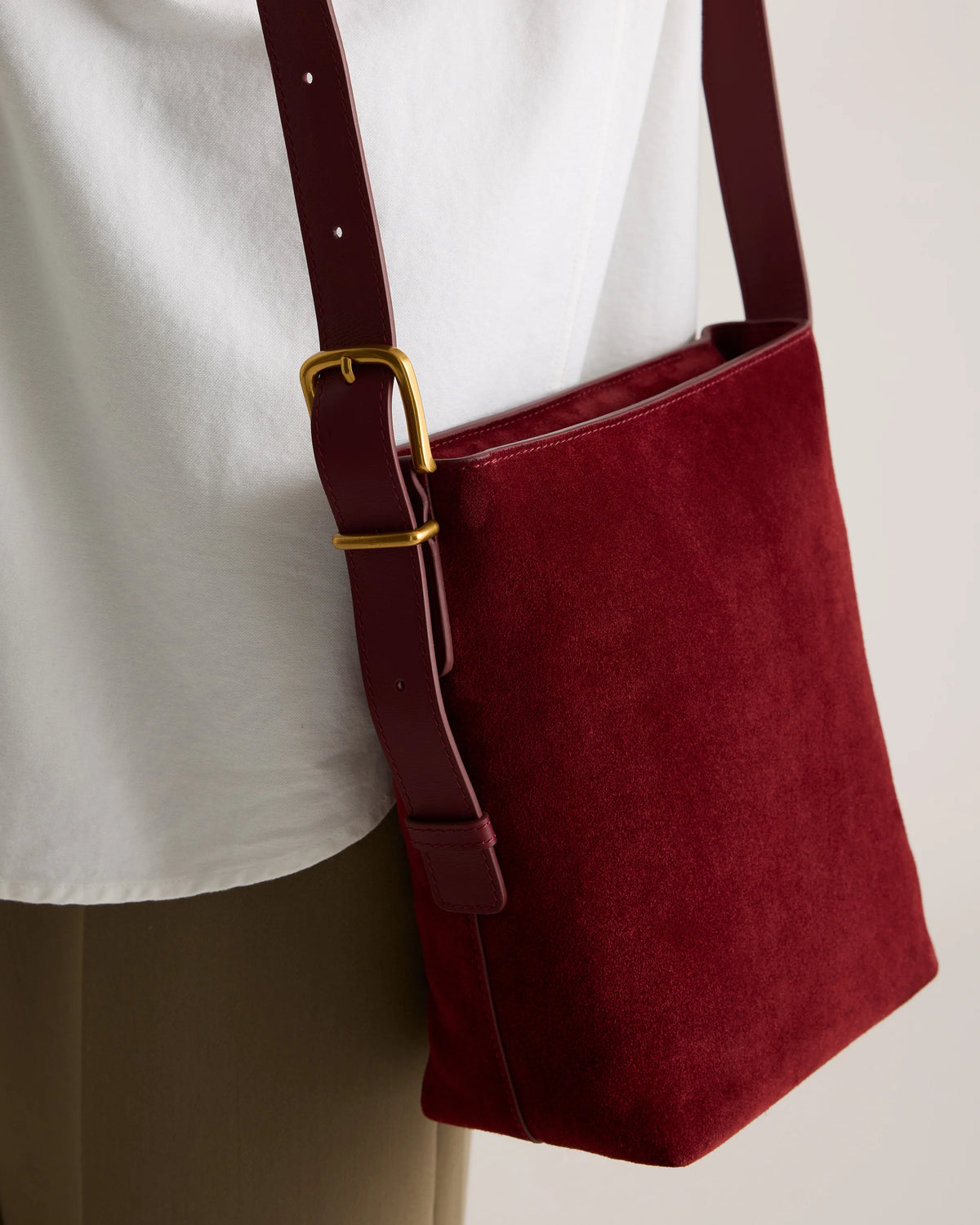 Italian Suede Bucket Crossbody - One Size / Sand