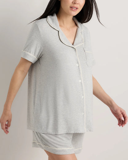 Bamboo Jersey Maternity Short Sleeve Pajama Set - XS / Wine Tasting Red