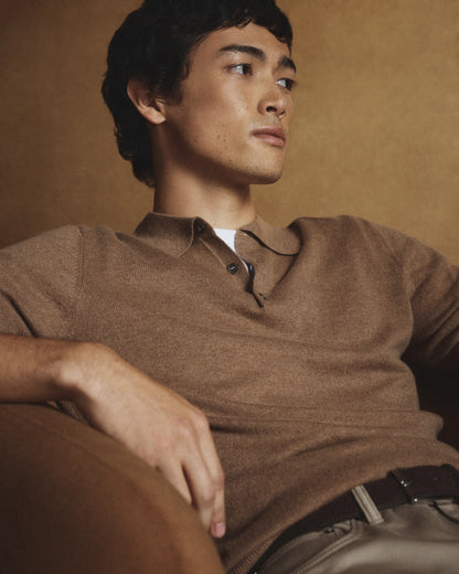 Mongolian Cashmere Polo Sweater - S / True Navy