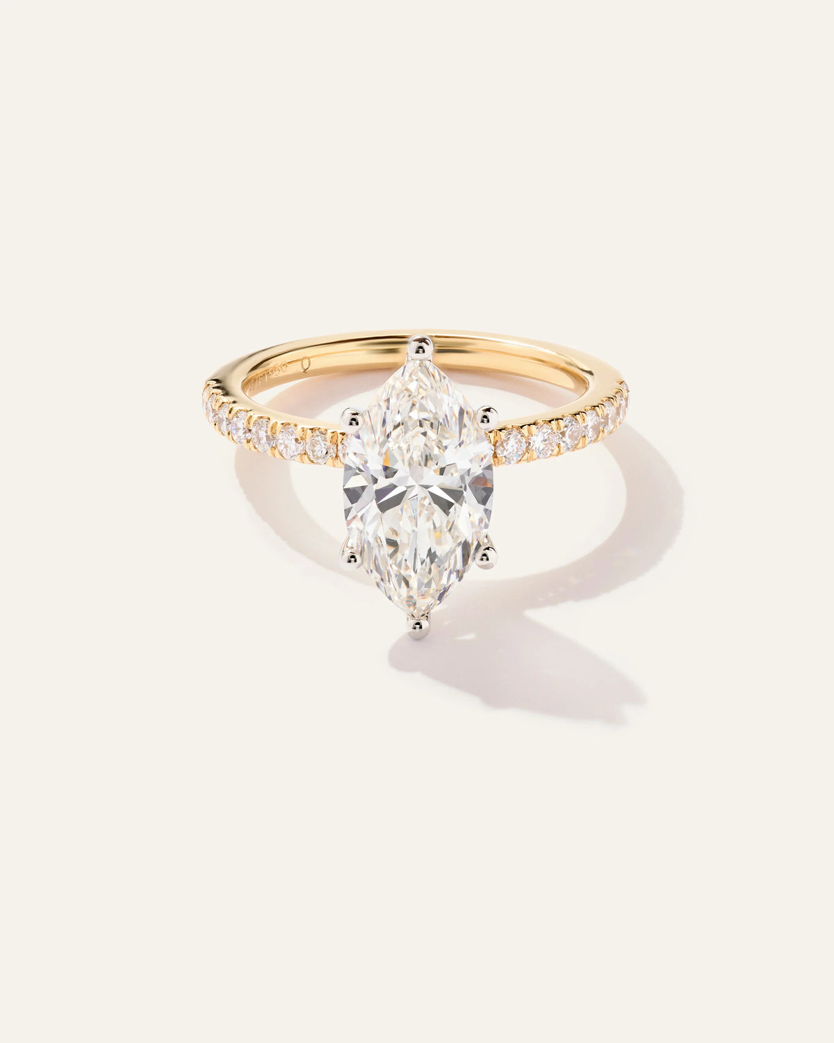 Lab Grown Diamond Marquise Petite Pave Engagement Ring - 2.5ct - 4 / Yellow Gold