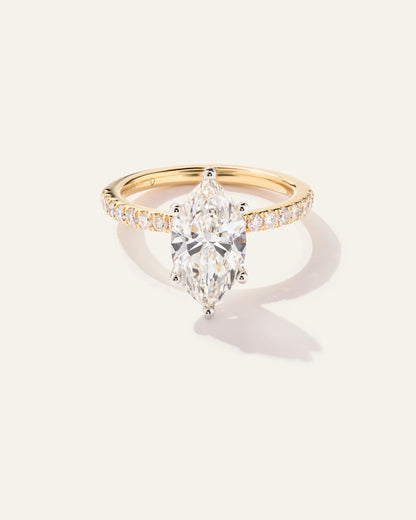 Lab Grown Diamond Marquise Petite Pave Engagement Ring - 2.5ct - 4 / Yellow Gold
