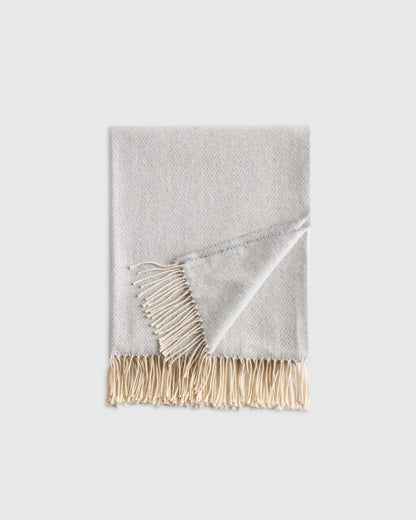 Lightweight Italian Cotton Herringbone Throw - One Size / Mushroom