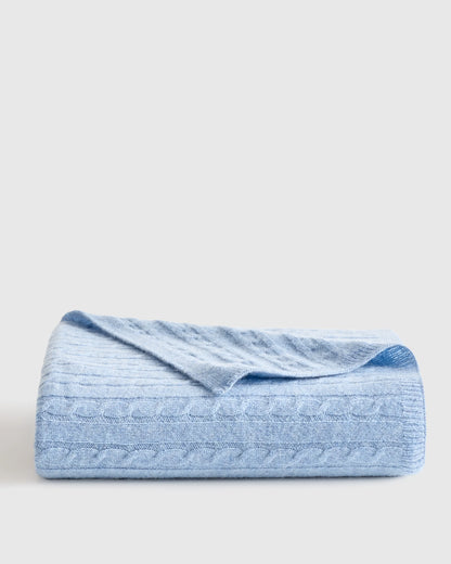 Mongolian Cashmere Cable Knit Baby Blanket - One Size / Teak