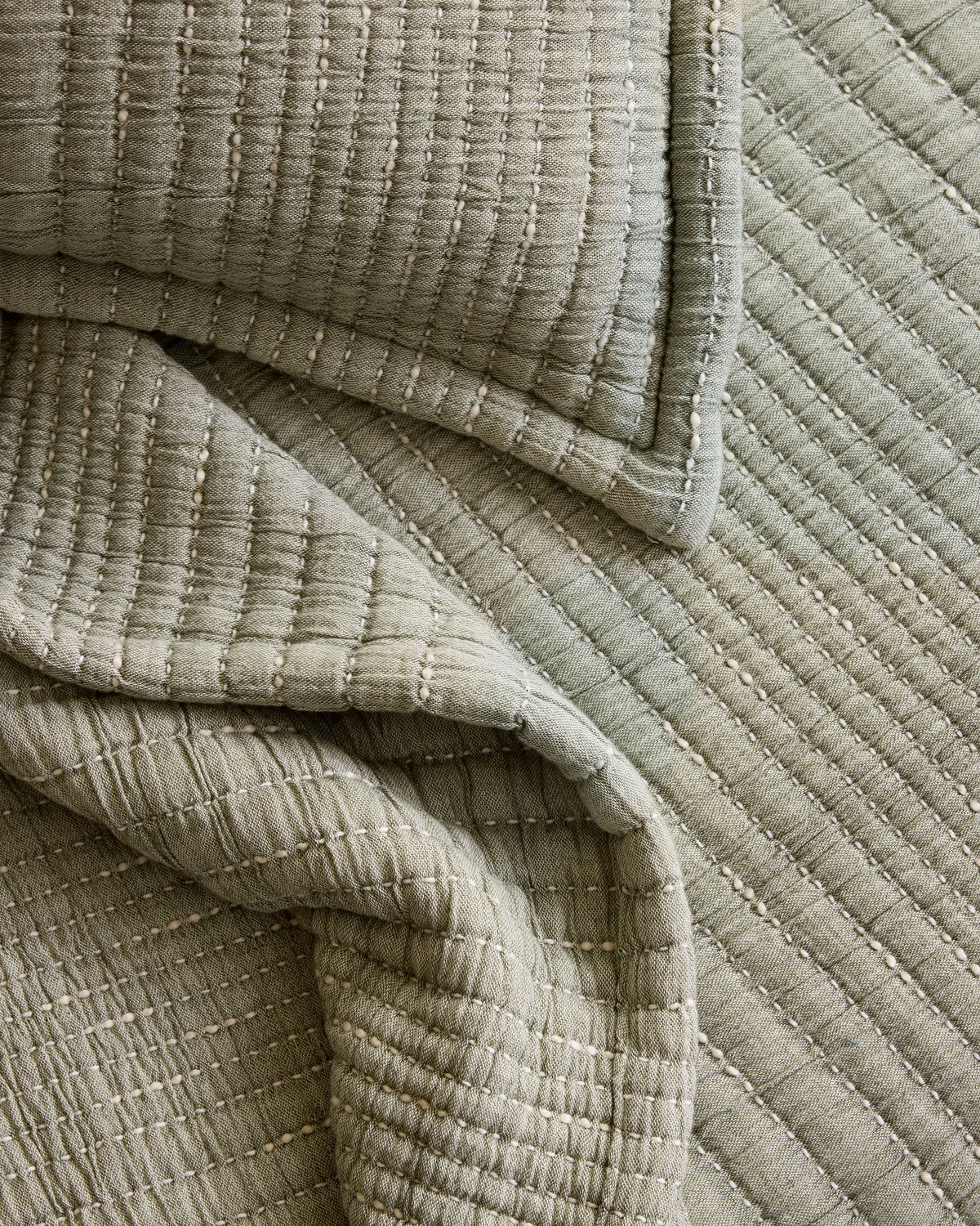 Organic Cotton Channel Stitch Sham Set - Standard / Coral Pink