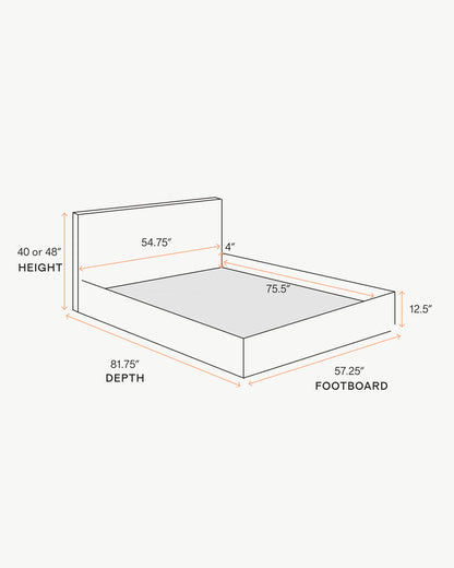 Square Bed in Performance Velvet - Full / Butterscotch