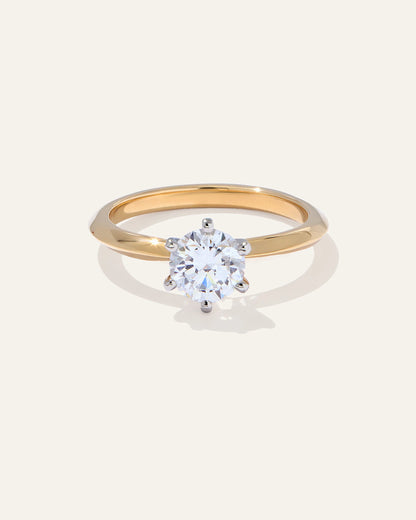 Lab Grown Diamond Round Six Prong Knife Edge Engagement Ring - 1ct - 4 / Yellow Gold