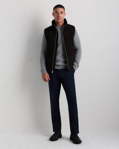 100% Suede Puffer Vest - S / Charcoal Black