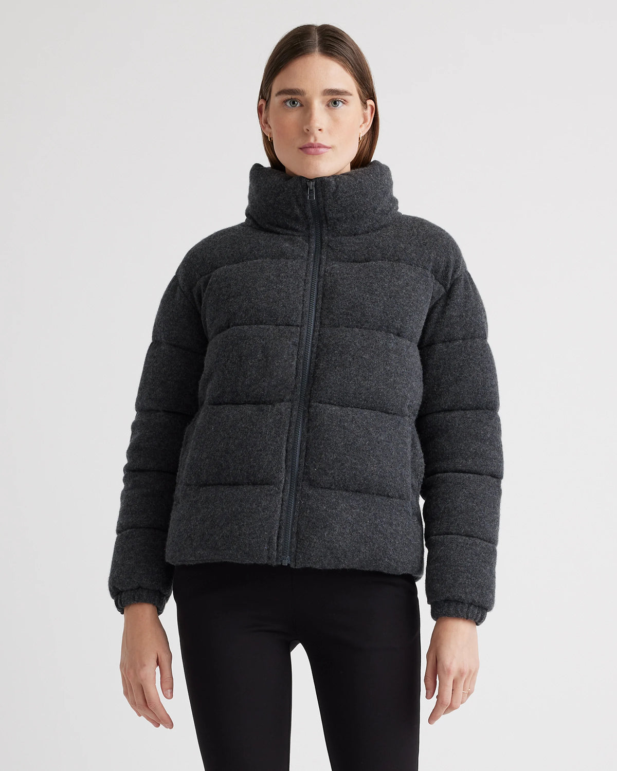 Mongolian Cashmere Puffer Jacket - XS / Brown