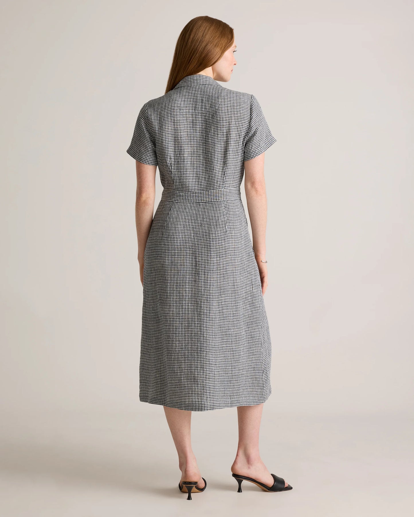100% European Linen Button Front Dress - XS / Sky Blue Mariner Stripe