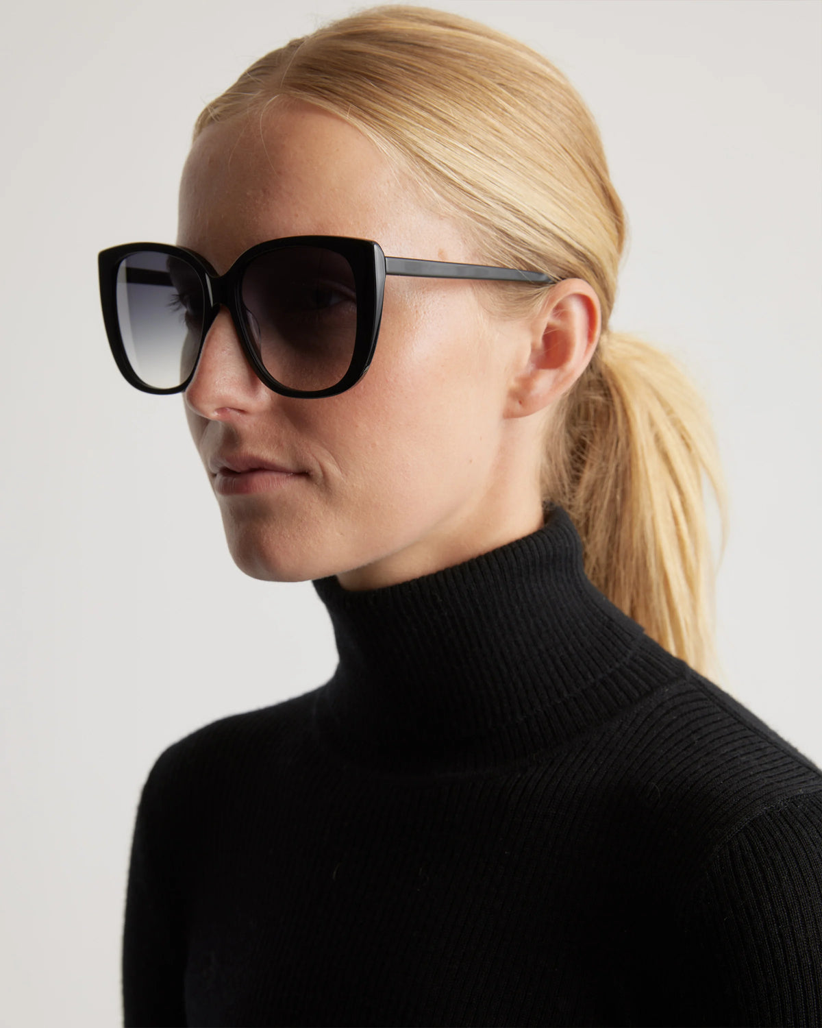 Reese Polarized Acetate Sunglasses - One Size / Black with Grey Gradient lens